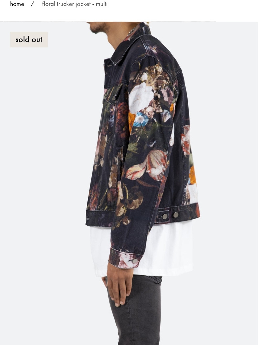 MNML - Floral Trucker Jean Jacket - Medium Women/ Men's XS - Picture 10 of 10